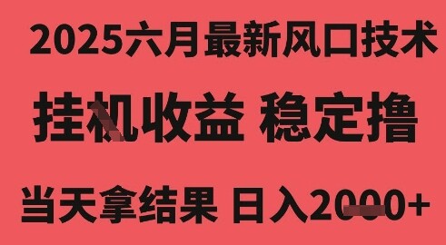 2025六月最新风口技术，无人挂G撸礼物，长期稳定 一个小时收益2k+，小白当天拿结果【揭秘】-自由仓库