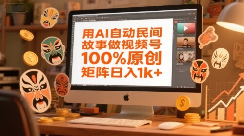 用AI自动民间故事做视频号，100%原创，矩阵日入1k+-自由仓库