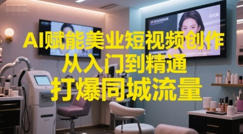 AI赋能美业短视频创作，从入门到精通，打爆同城流量，超级AI工具短视频实操落地-自由仓库