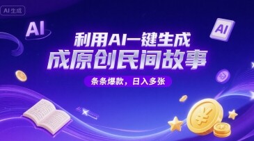利用AI一键生成原创民间故事，无限制生成，条条爆款，日入多张-自由仓库