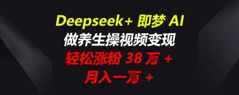 Deepseek+即梦AI，做养生操视频变现，轻松涨粉38W+，月入一W+-自由仓库