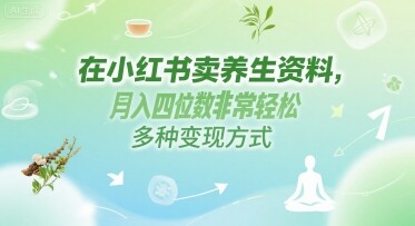 在小红书卖养生资料，月入四位数非常轻松，多种变现方式-自由仓库