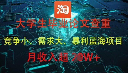 大学生毕业论文查重，暴利蓝海项目，月收入过1W+-自由仓库