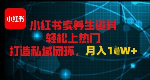 小红书卖养生资料轻松上热门，打造私域闭环，月入1W+-自由仓库