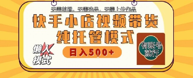 快手小店托管代运营，无需剪辑，无需选品，无需上传作品，全程无需操作，轻松月入5k+【揭秘】-自由仓库