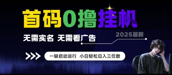 首码0撸挂G项目，无需实名无需看广告 一键启动运行，小白轻松日入三位数【揭秘】-自由仓库