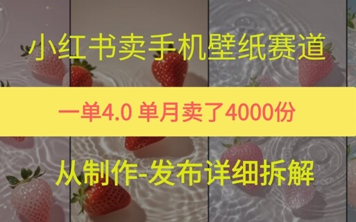 小红薯手机壁纸变现，4块钱一张的图，单月卖了5000份-自由仓库