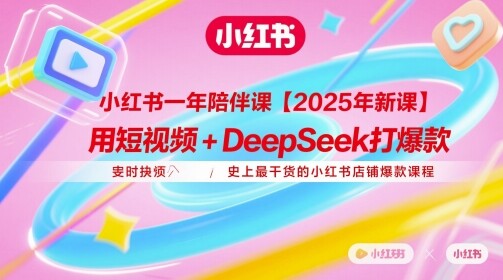 小红书一年陪伴课【2025年新课】，用短视频+deepSeek打爆款，史上最干货的小红书店铺爆款课程-自由仓库