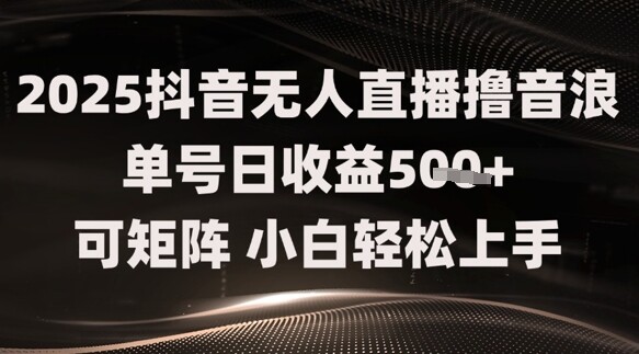 2025抖音无人直播撸音浪单号日收益5张+可矩阵，小白轻松上手-自由仓库