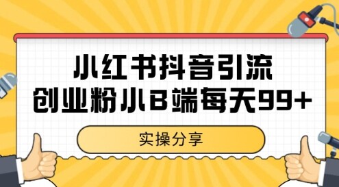 小红书抖音创业粉，小B端粉自热，日引99+的一个玩法【揭秘】-自由仓库