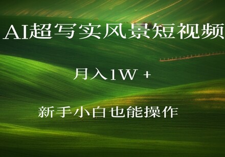AI超写实风景短视频，月入1w，新手小白都能操作-自由仓库