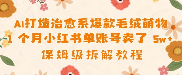 AI打造治愈系爆款毛绒萌物1个月卖了几w，保姆级项目拆解-自由仓库