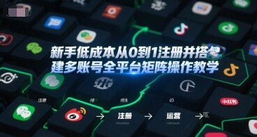 新手低成本从0到1注册并搭建多账号全平台矩阵操作教学，手机号-邮箱-IP-工具-自由仓库