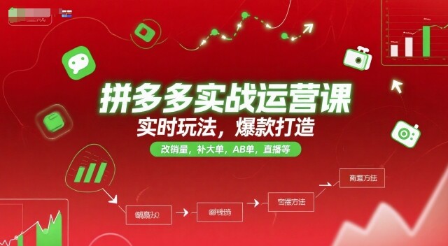 拼多多实战运营课，实时玩法，爆款打造，改销量，补大单，AB单，直播等（更新2025月）-自由仓库