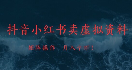 抖音小红书卖虚拟资料，市场需求一直存在，矩阵操作，月入1w+-自由仓库