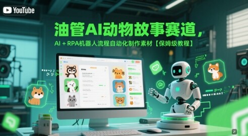 油管AI动物故事赛道，AI+RPA机器人流程自动化制作素材【保姆级教程】-自由仓库