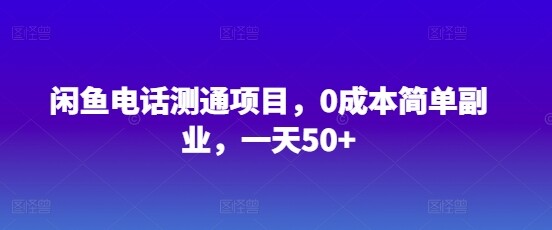 闲鱼电话测通项目，0成本简单副业，一天50+-自由仓库