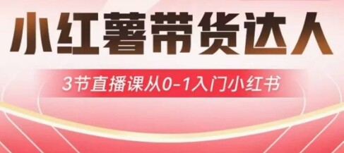 小红薯达人带货启航计划，3节直播课从0-1入门小红书-自由仓库