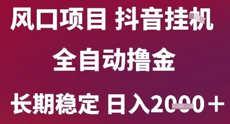 风口项目，六月最新玩法抖音无人挂G，全自动撸金，长期稳定 日入2k+【揭秘】-自由仓库