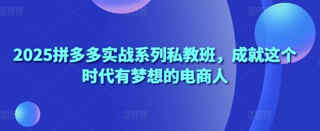 2025拼多多实战系列私教班，成就这个时代有梦想的电商人-自由仓库