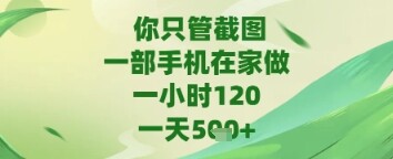你只管截图，一部手机在家做，苹果安卓都可以，一天5张+【揭秘】-自由仓库