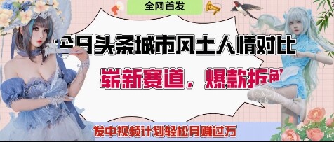 今日头条城市人文对比赛道，制造对立让粉丝站队，引发共鸣及自豪感，发中视频计划轻松月入过1W-自由仓库