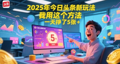 2025年今日头条新玩法，我用这个方法，一天挣了5张+-自由仓库