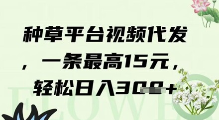 种草平台视频代发，一条最高15元，轻松日入3张-自由仓库