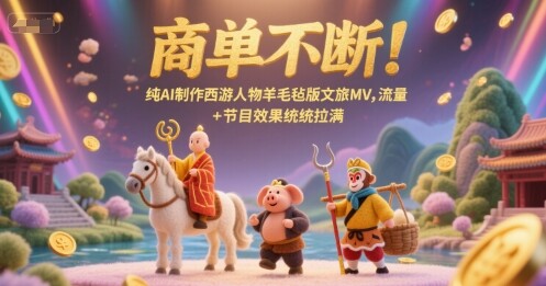 商单不断！纯AI制作西游人物羊毛毡版文旅MV，流量+节目效果统统拉满-自由仓库