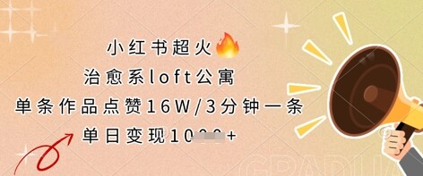小红书超火的治愈系loft公寓，单条作品点赞16W，3分钟一条，单日变现数张-自由仓库