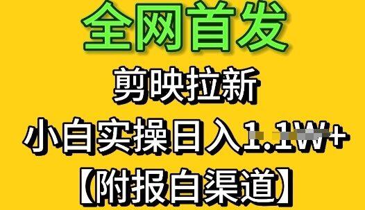 全网首发：剪映拉新，小白实操单日收益1k+【附报白渠道】-自由仓库