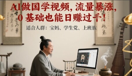 AI做国学视频，流量暴涨 ，0 基础也能日入多张-自由仓库