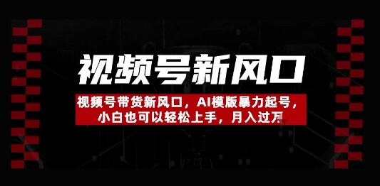 视频号带货新风口，AI模版暴力起号，小白也可以轻松上手，月入过W-自由仓库