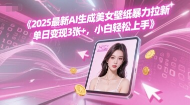 2025最新AI生成美女壁纸暴力拉新, 单日变现3张+，小白轻松上手-自由仓库