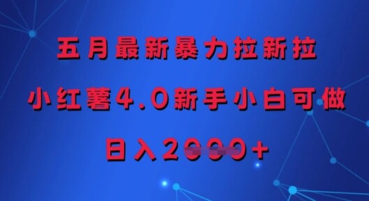 五月最新暴力拉新拉，小红薯4.0新手小白可做，日入多张-自由仓库