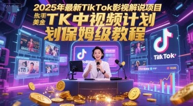 2025年最新TikTok影视解说项目，新手也能挣美金，TK中视频计划保姆级教程-自由仓库
